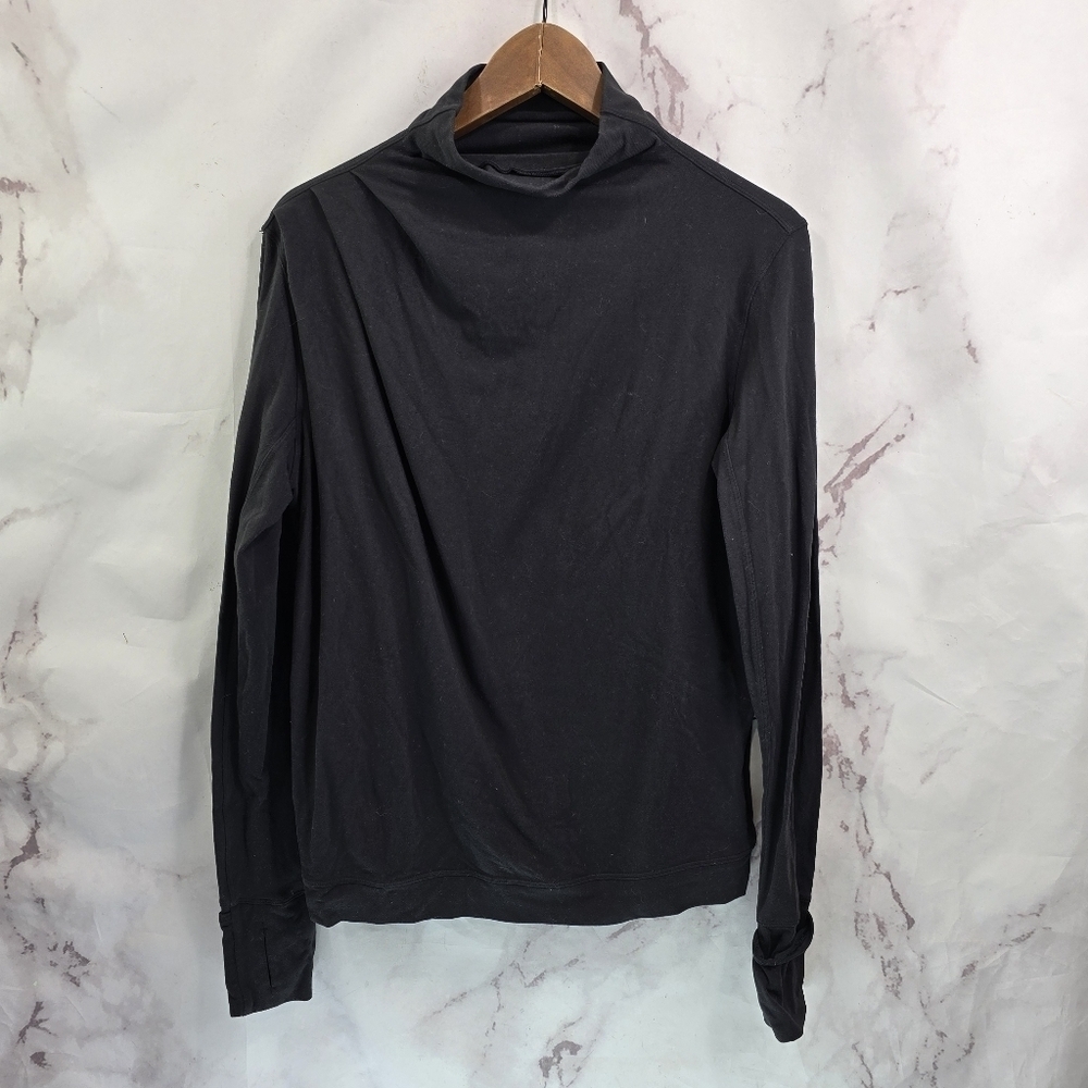 Lululemon Shirt Womens 8 Black Morning Miles Long Sleeve Turtleneck Thumb Rule